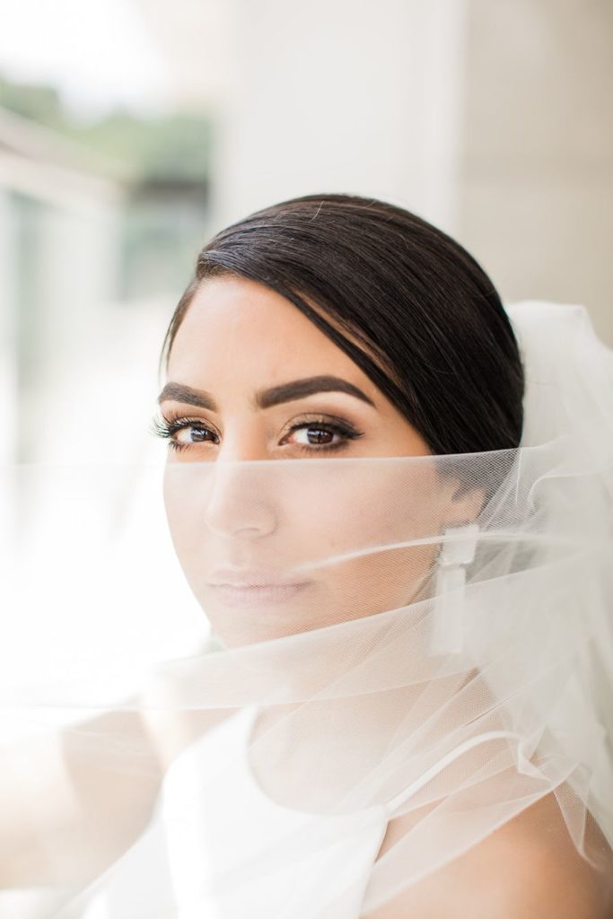 Bridal portrait in white veil