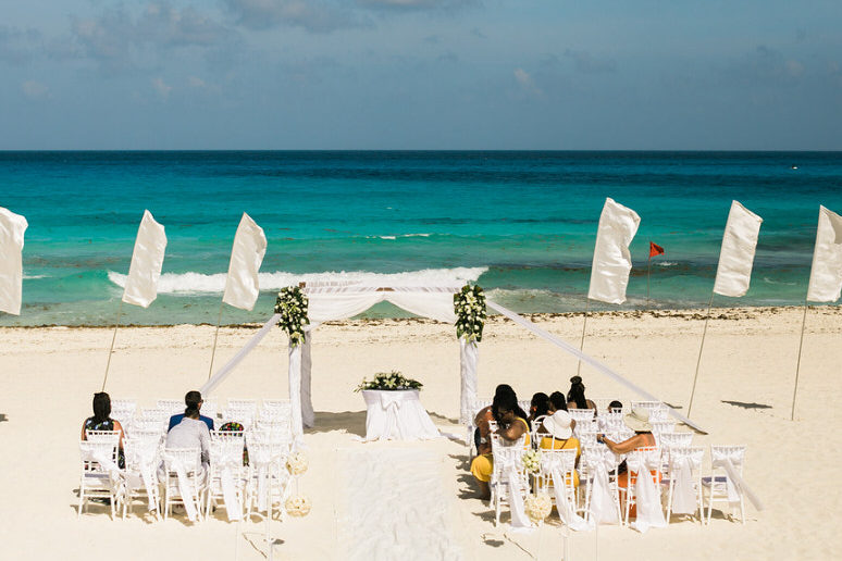 Wedding ceremony location on the beach of the Crown Paradise Club