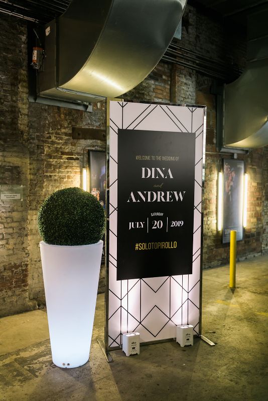 Black, white and gold Welcome Sign for Glam Pittsburgh Opera Wedding Reception