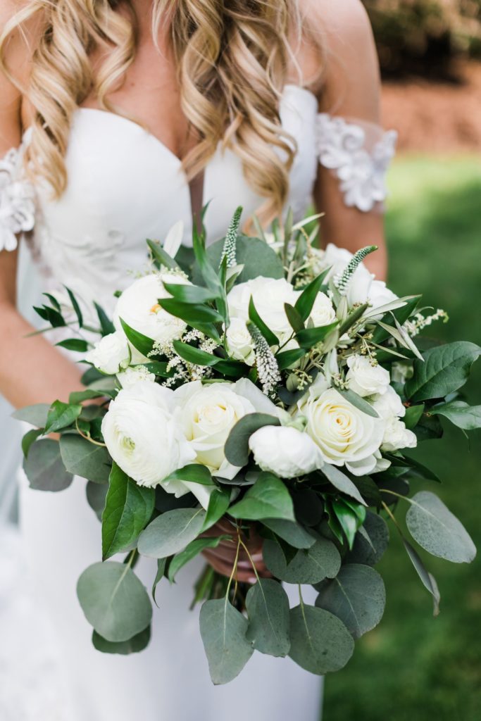 Macro photo of the brides bouquet in her hands