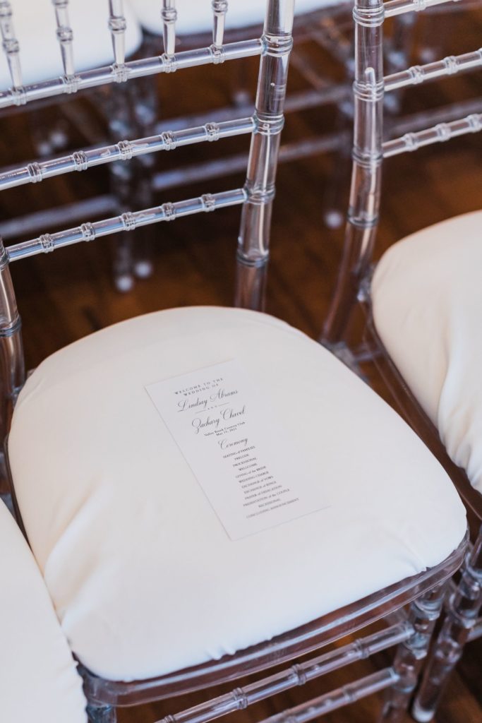 Elegant country club wedding ceremony seating at Valley Brook Country Club