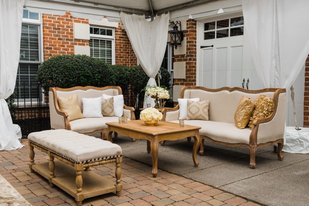 Gorgeous seating area at Luxe Intimate Home Wedding reception