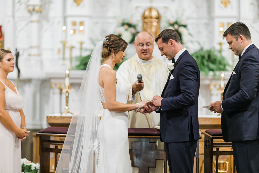 Bride and groom exchange vows at St. Mary of the Mount church