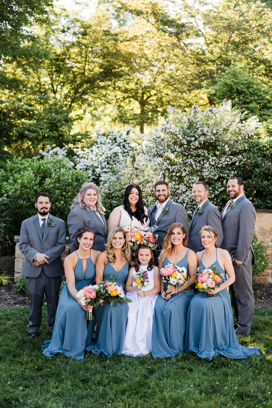 Grey and blue bridal party portraits