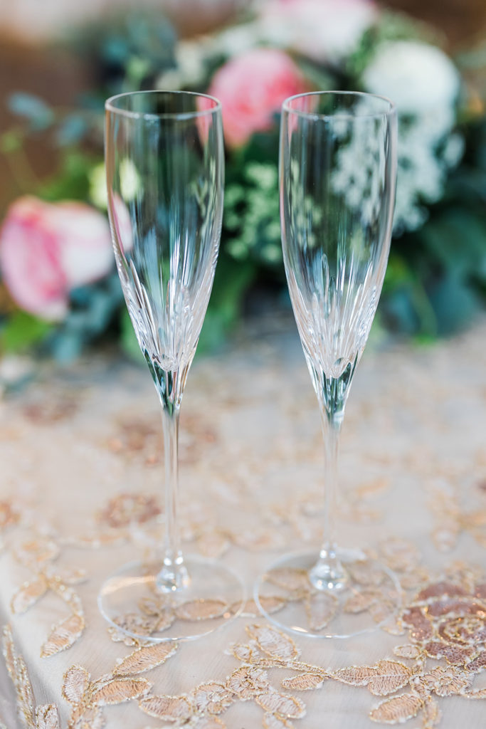 Crystal champagne toasting glasses