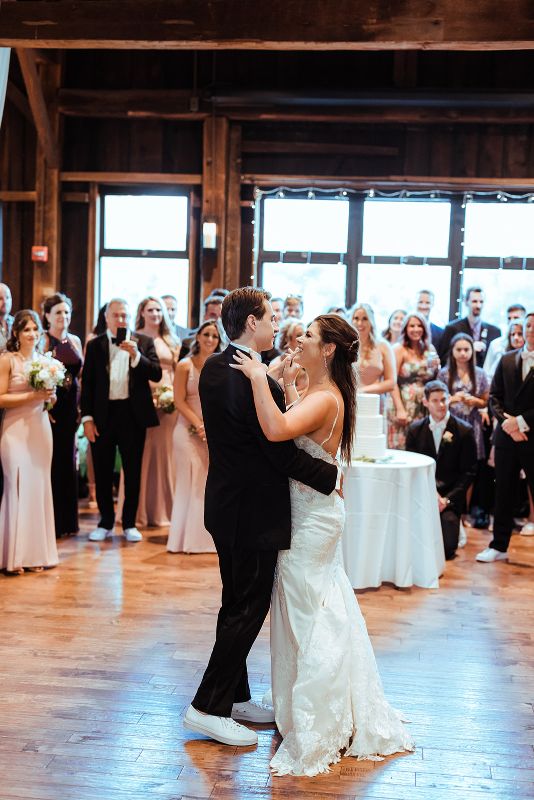 Bride and groom share first dance at Summer Pittsburgh Botanic Garden wedding