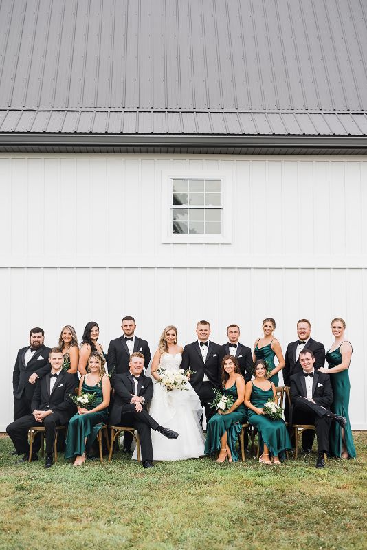 Bridal party photo outside the Grayson House