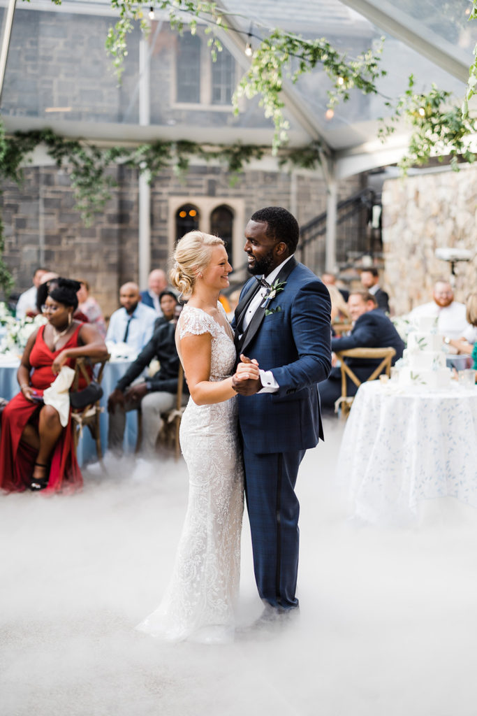 Bride and groom share first dance at Pittsburgh best wedding venue Stables at Hartwood Acres