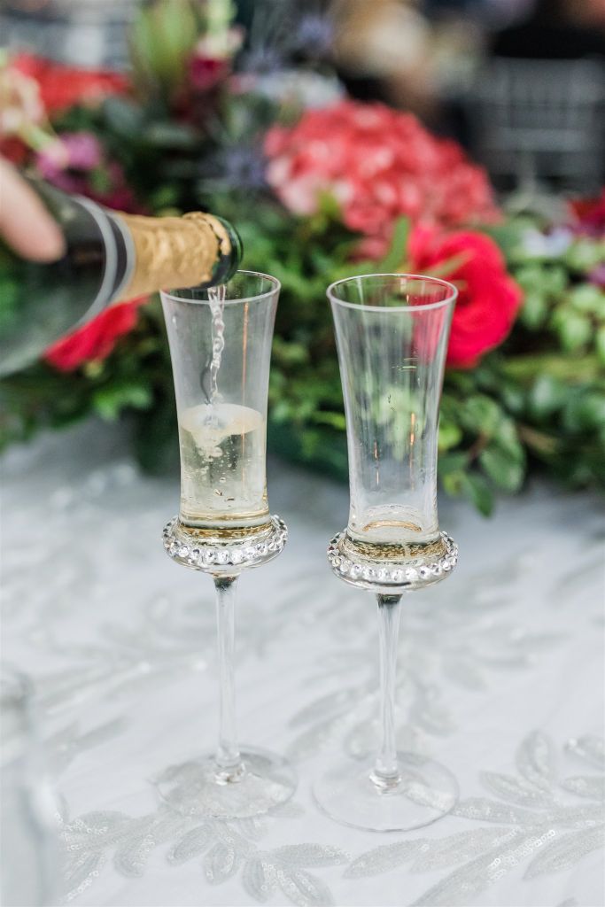 Crystal encrusted champagne glasses