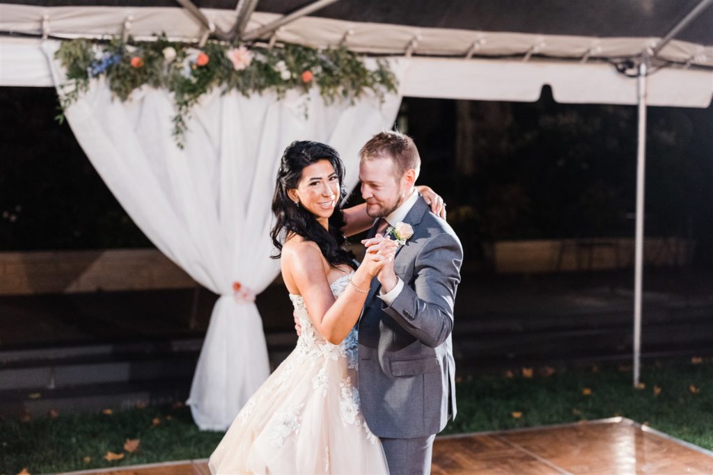 Bride and groom share first dance at Fall Frick Pittsburgh Wedding 