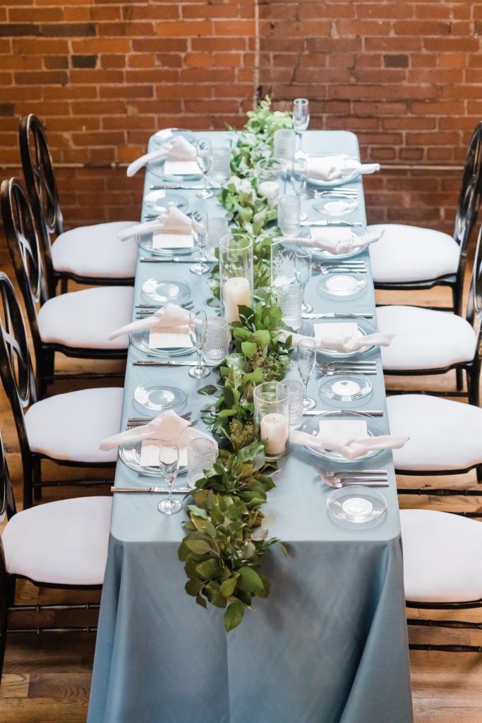 Banquet style seating at Art Room Pittsburgh Wedding
